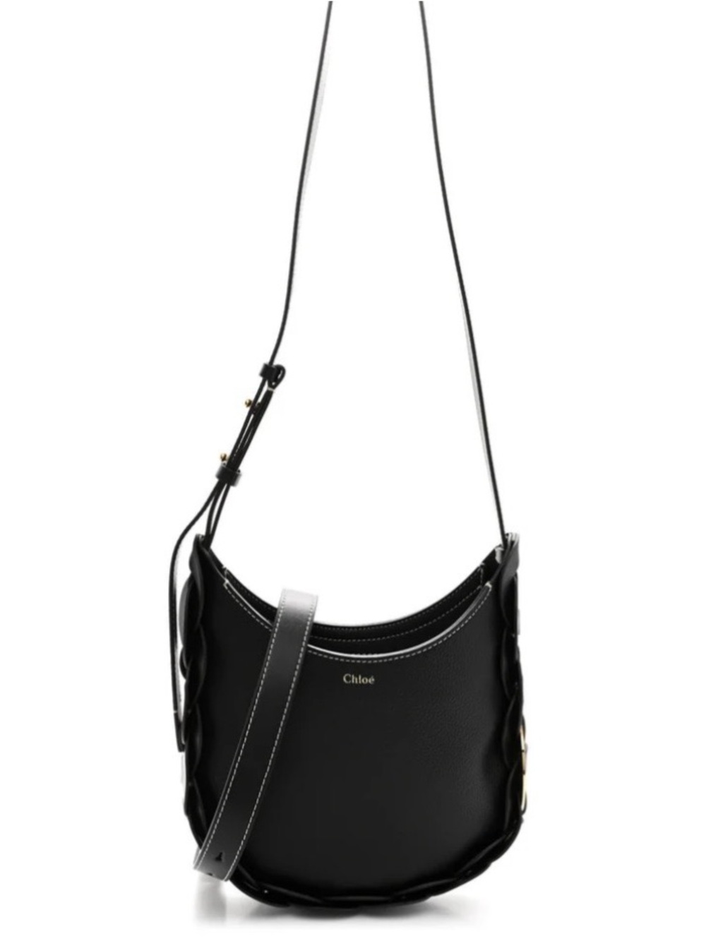 New! CHLOE Black Grained Leather Medium Darryl Hobo Bag